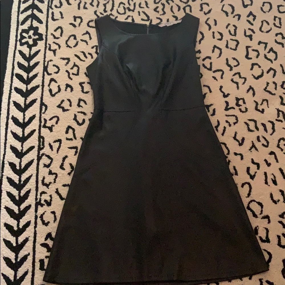 Max Studio black faux leather fit & flare dress